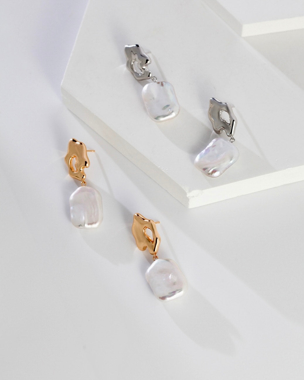 18K Gold Plated Vermeil Baroque Pearl Drop Earrings