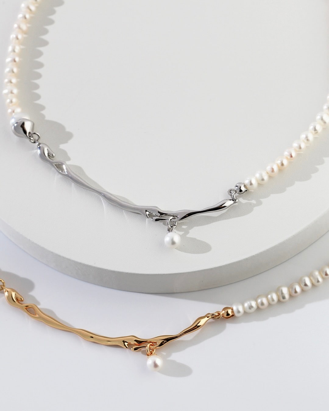 18K Gold Plated Vermeil Branch Shape Pearl Necklace