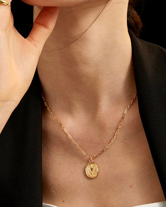 18K Gold Plated Vermeil Coin Vintage Necklace