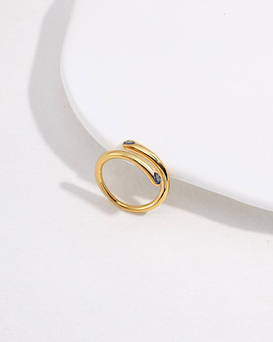 18K Gold Plated Vermeil Cross Wrap Sapphire Ring