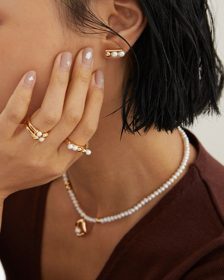 18K Gold Plated Vermeil Double-Open Pearl Ring