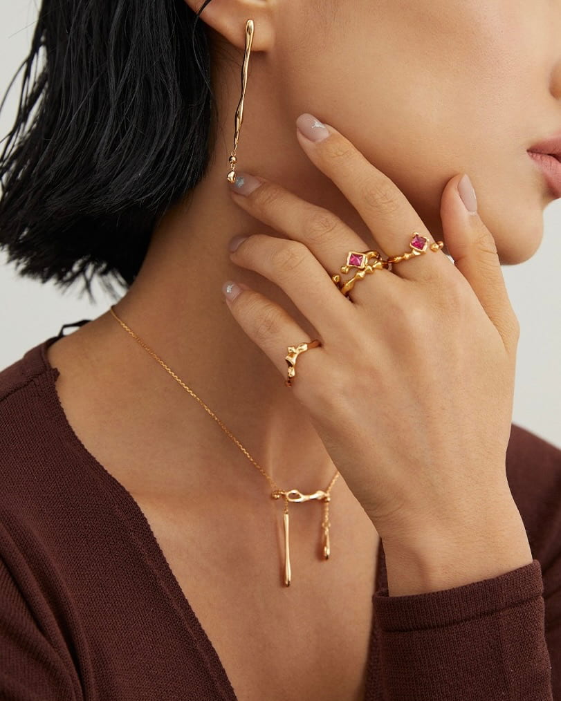 18K Gold Plated Vermeil Dripping Water Necklace