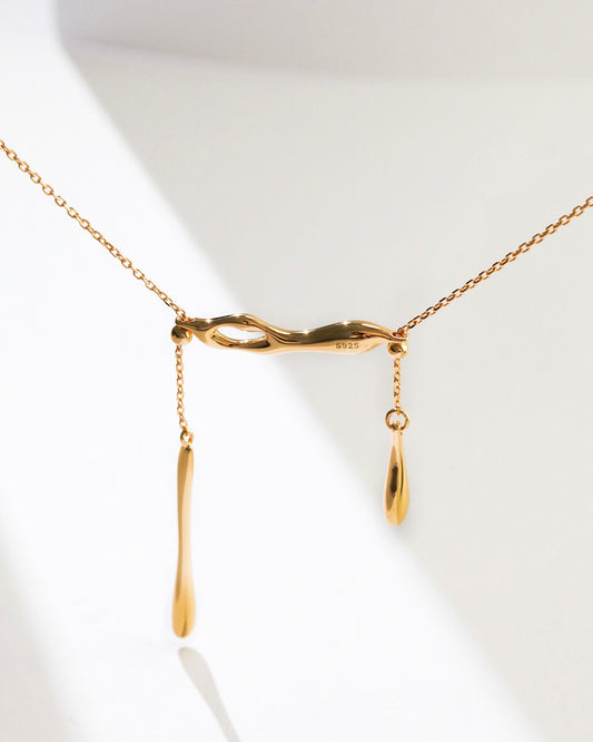 18K Gold Plated Vermeil Dripping Water Necklace