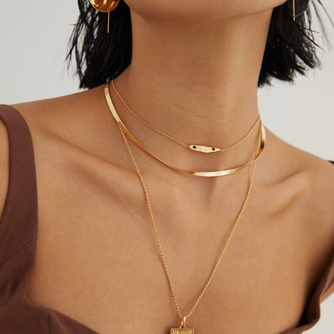 18K Gold Plated Vermeil Flat Snake Chain Necklace