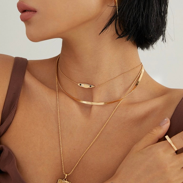 18K Gold Plated Vermeil Flat Snake Chain Necklace