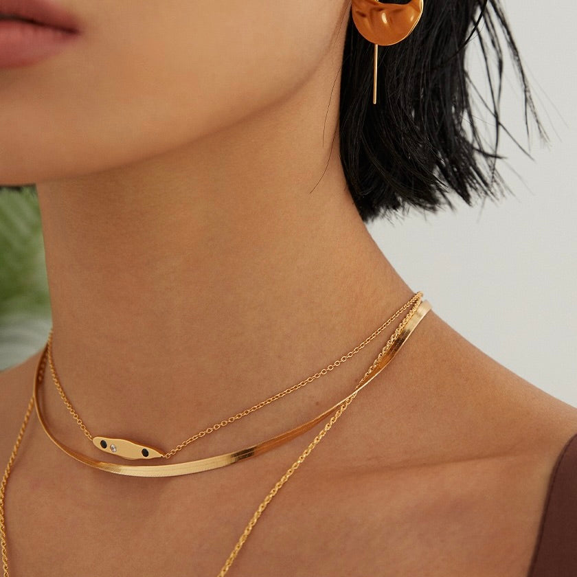 18K Gold Plated Vermeil Flat Snake Chain Necklace