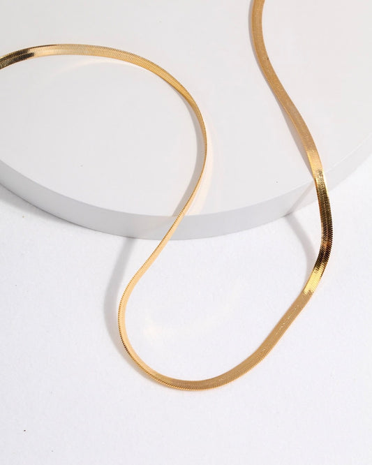 18K Gold Plated Vermeil Flat Snake Chain Necklace