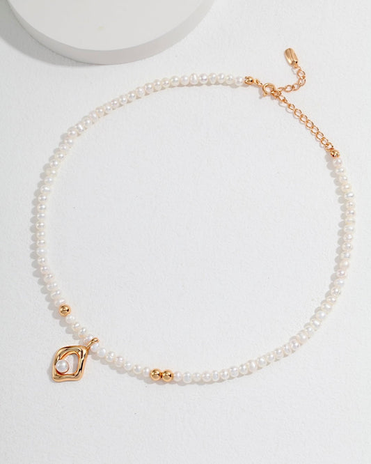 18K Gold Plated Vermeil Irregular Shape Pearl Necklace