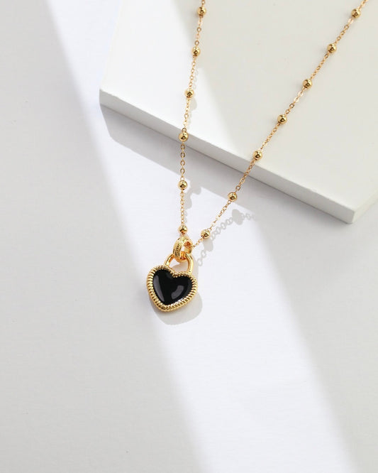 18K Gold Plated Vermeil Love Heart Enamel Necklace