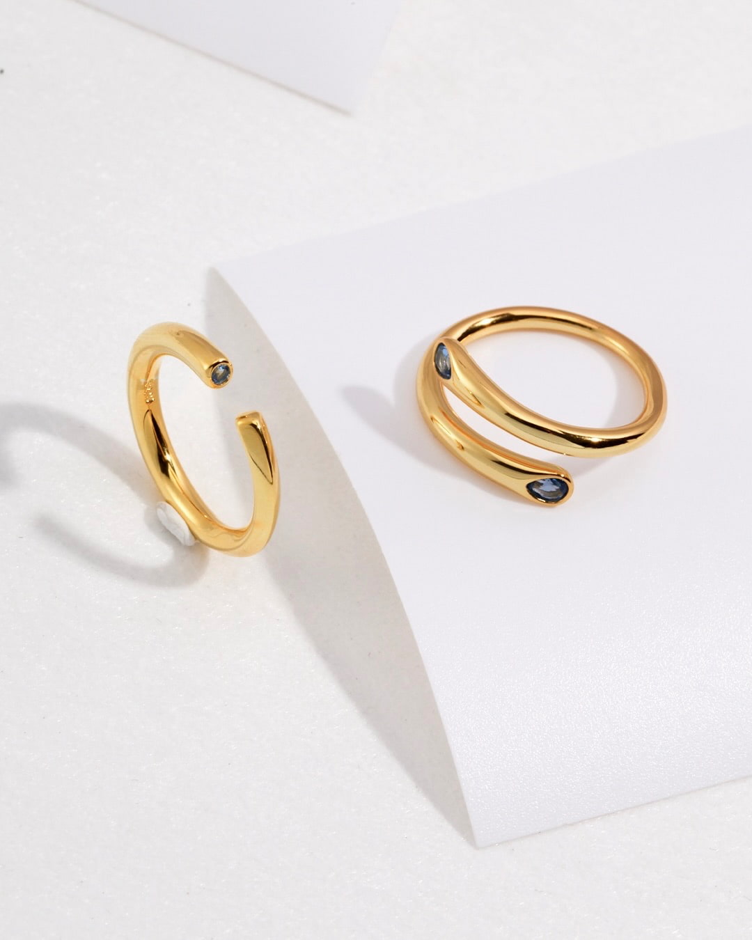 18K Gold Plated Vermeil Open Sapphire Ring