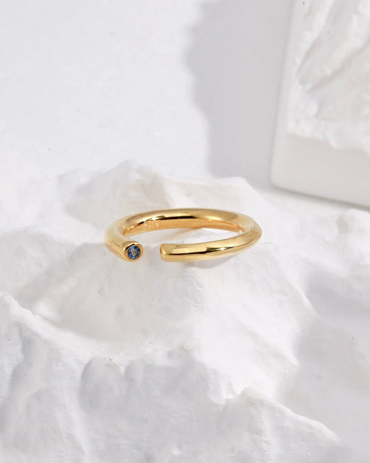 18K Gold Plated Vermeil Open Sapphire Ring