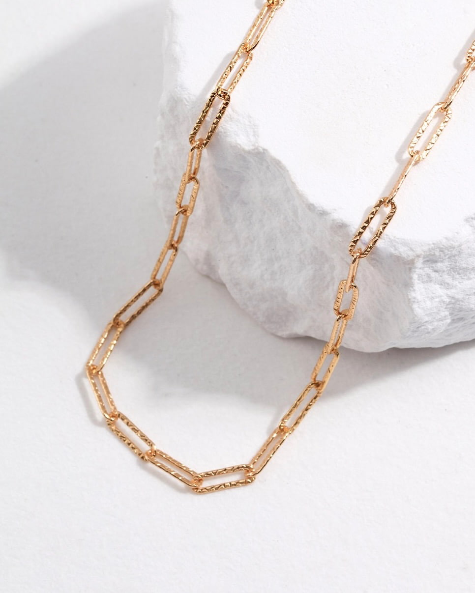 18K Gold Plated Vermeil Paperclip Chain Necklace