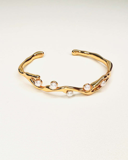 18K Gold Plated Vermeil Natural Pearl Cuff Bracelet