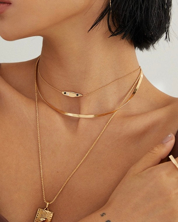 18K Gold Plated Vermeil Studded Pendant Necklace