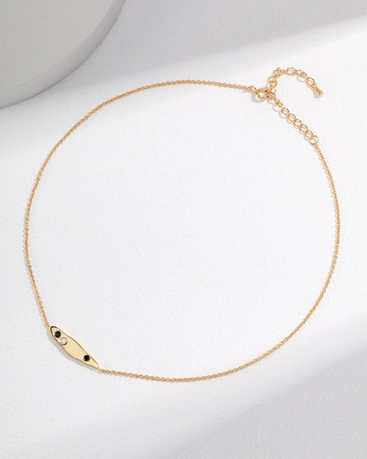 18K Gold Plated Vermeil Studded Pendant Necklace