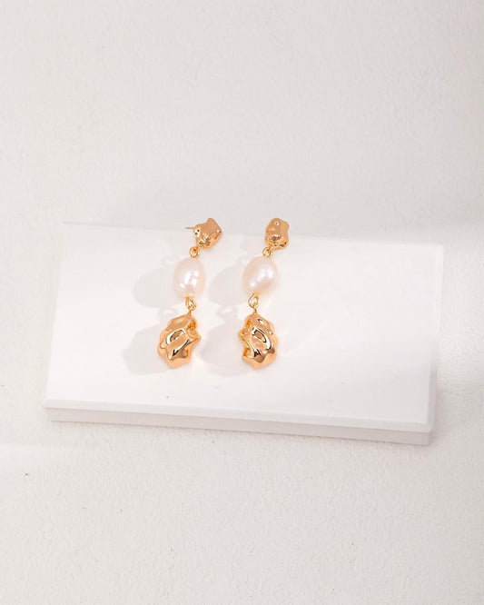 18K Gold Plated Vermeil Natural Pearl Drop Earrings