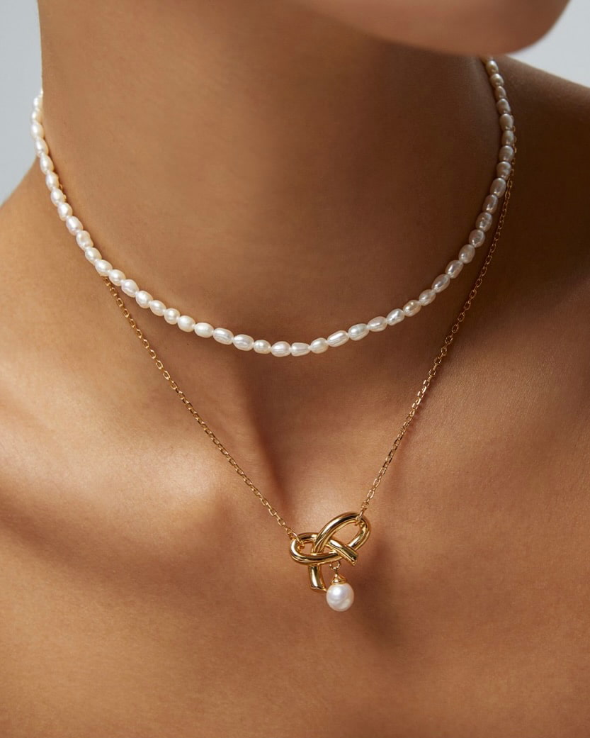 18K Gold Plated Vermeil Heart Bow Necklace