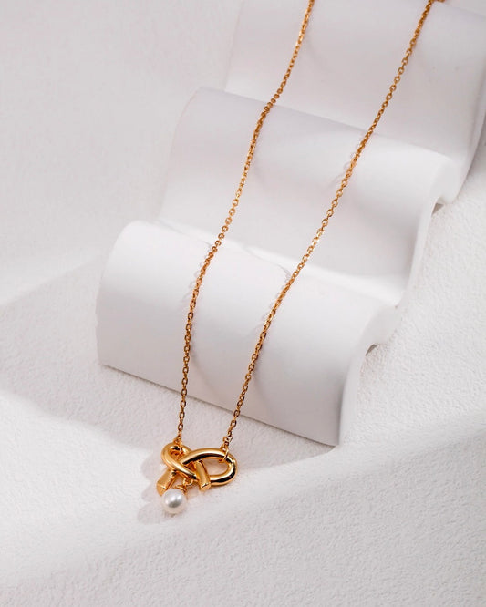 18K Gold Plated Vermeil Heart Bow Necklace