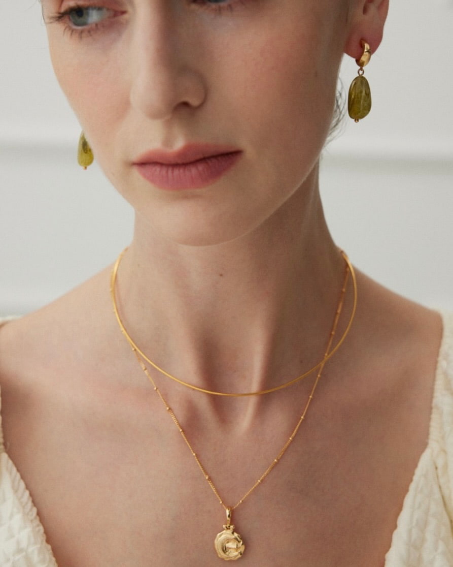 18K Gold Plated Vermeil Elegant Green Resin Earrings
