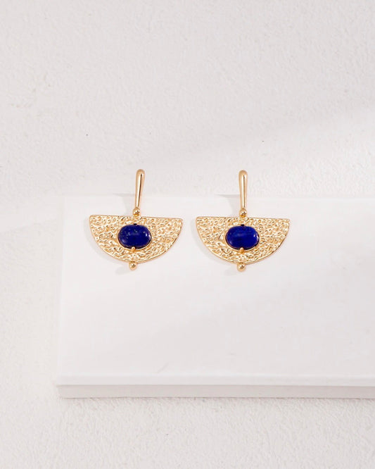 18K Gold Plated Vermeil Lapis Lazuli Stud Earrings