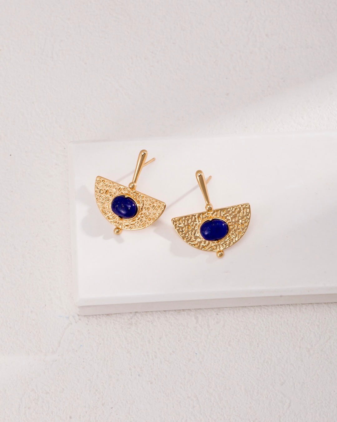 18K Gold Plated Vermeil Lapis Lazuli Stud Earrings