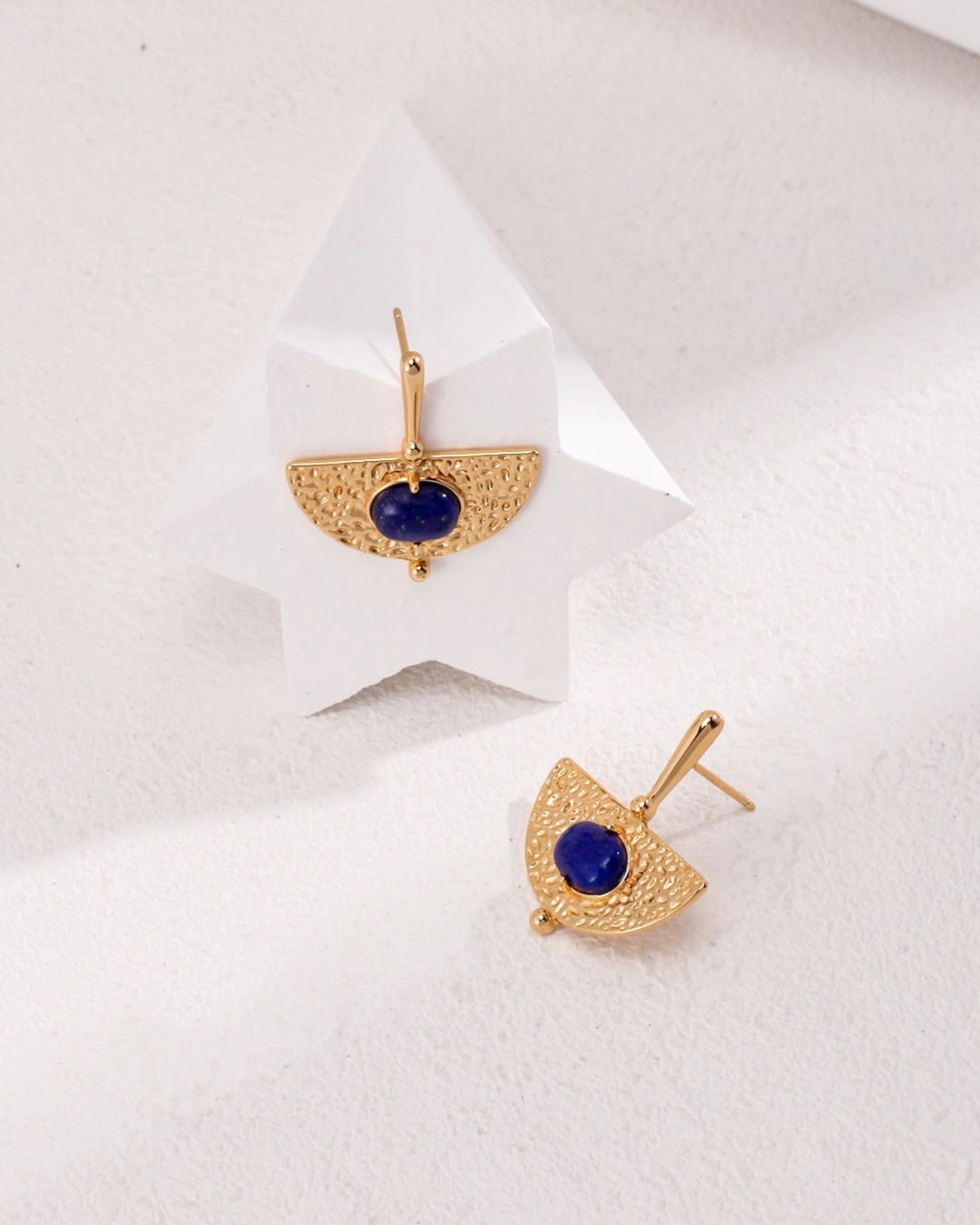 18K Gold Plated Vermeil Lapis Lazuli Stud Earrings