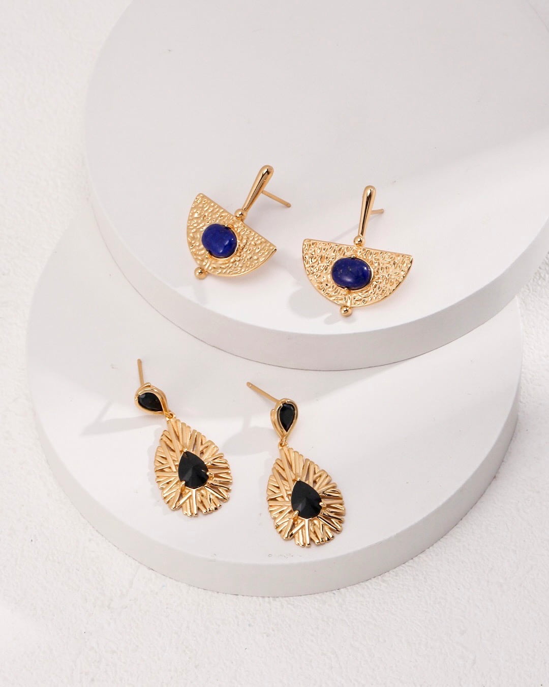 18K Gold Plated Vermeil Lapis Lazuli Stud Earrings