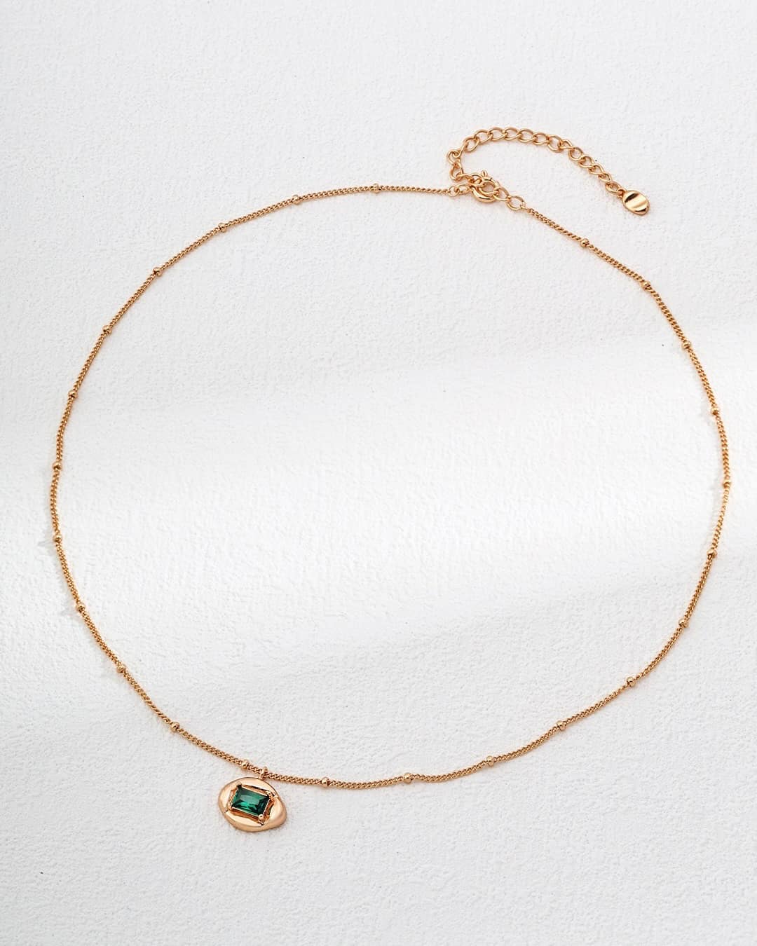 Green Gem Pendant Necklace | Vintage-Inspired Elegance in Gold Vermeil