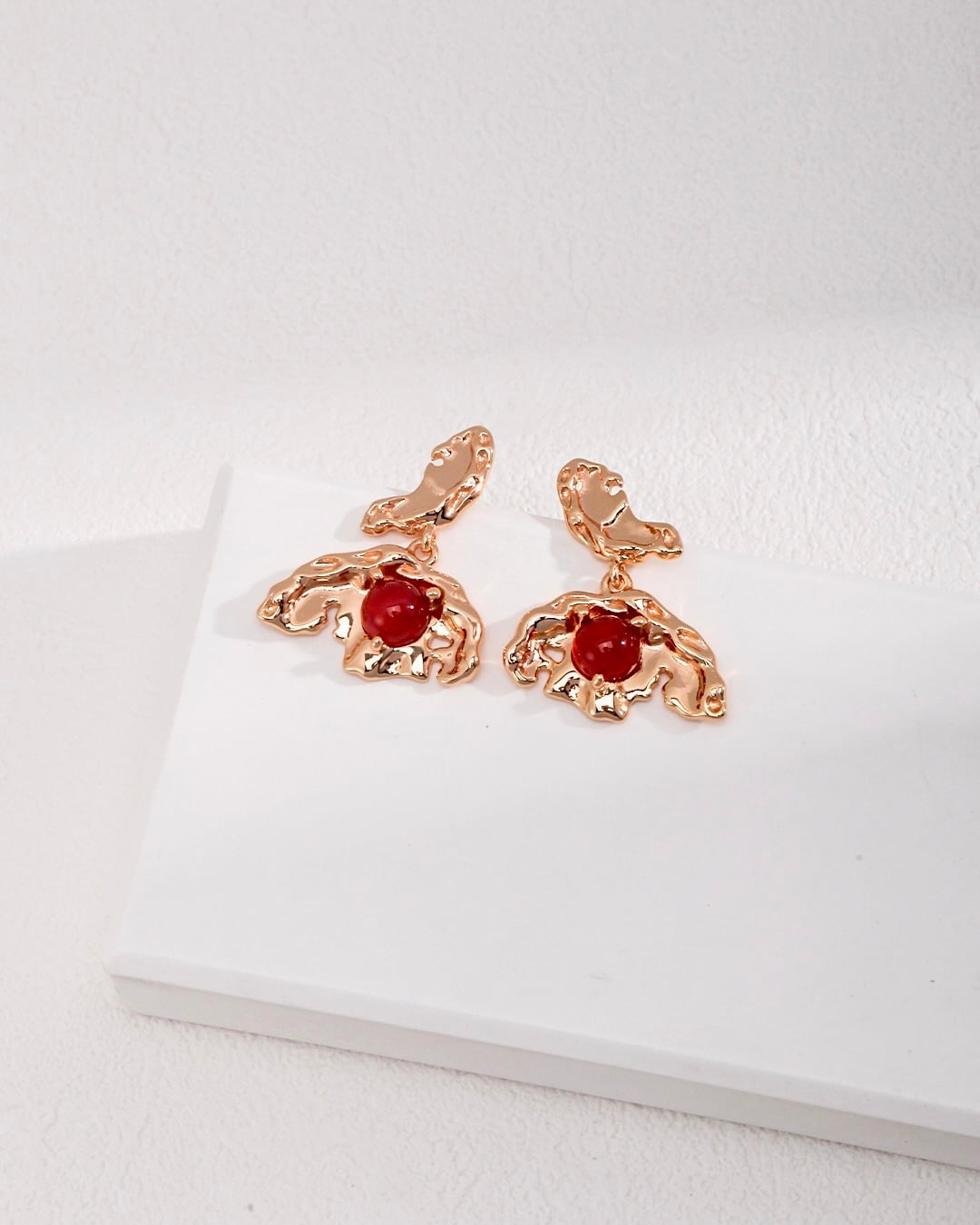 18K Gold Plated Vermeil Dried-Leaf Butterfly Drop Earrings
