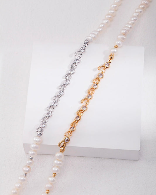 Branch-Inspired Pearl Necklace | Adjustable Chain in Gold Vermeil & Silver