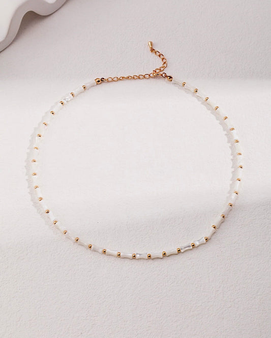 18K Gold Plated Vermeil Bamboo-Shaped Tusk Shell Necklace