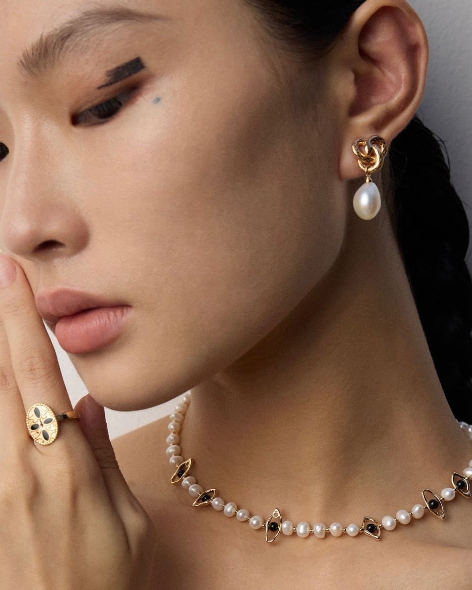 Serpentine Baroque Pearl Earrings | Sculptural Mystery in Vintage Gold