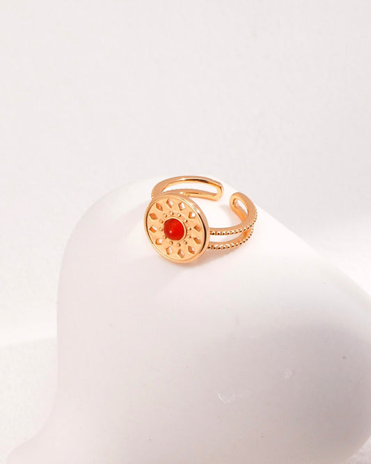 18K Gold Plated Vermeil Open Agate Statement Ring
