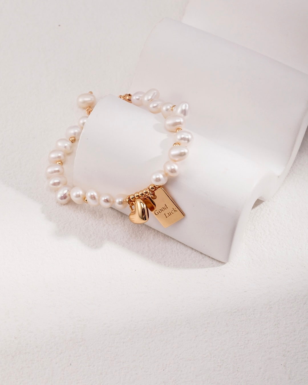 18K Gold Plated Vermeil Natural Pearl Beaded Lucky Bracelet