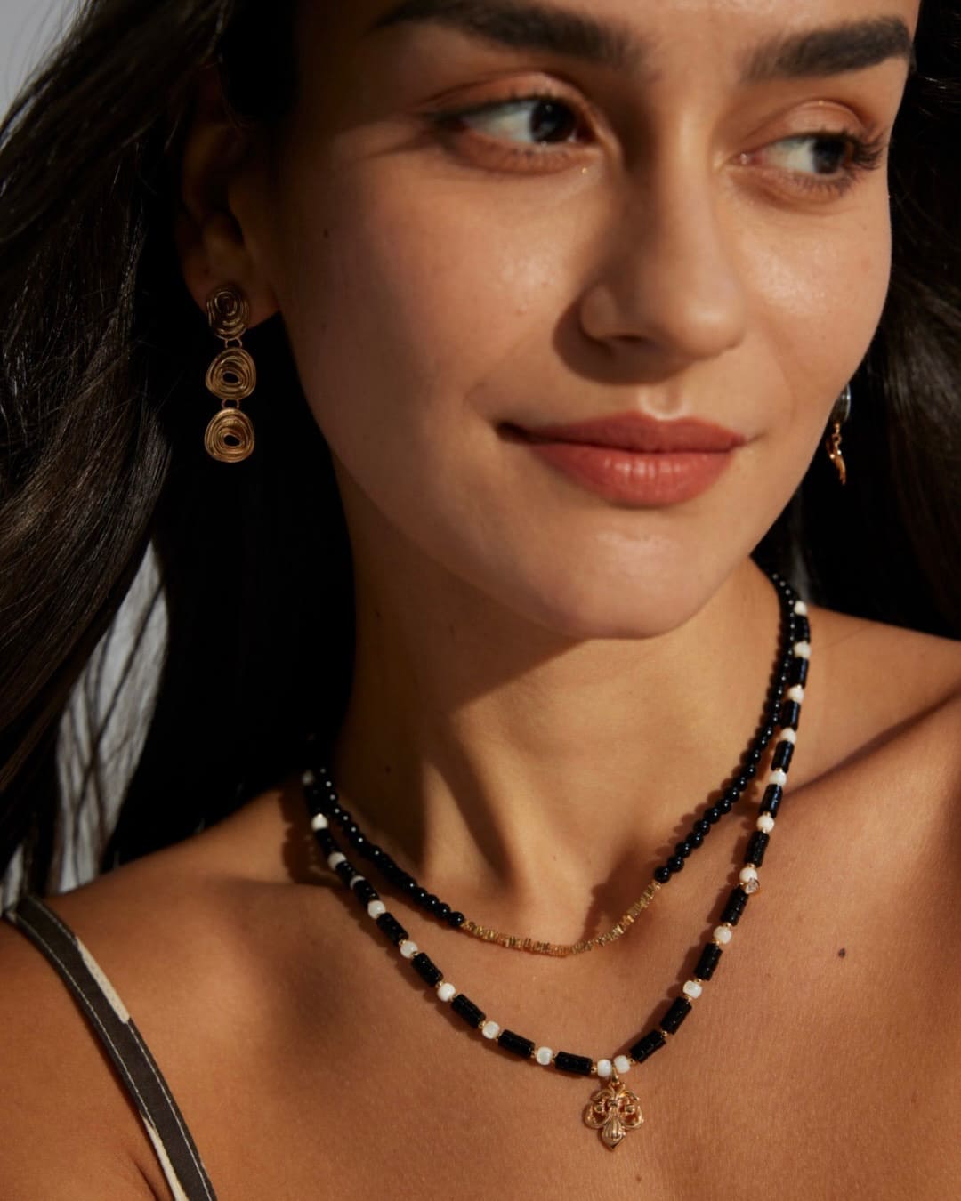 Black Shell Drop Earrings | Elegant Silver & Gold Tones with Natural Iridescence