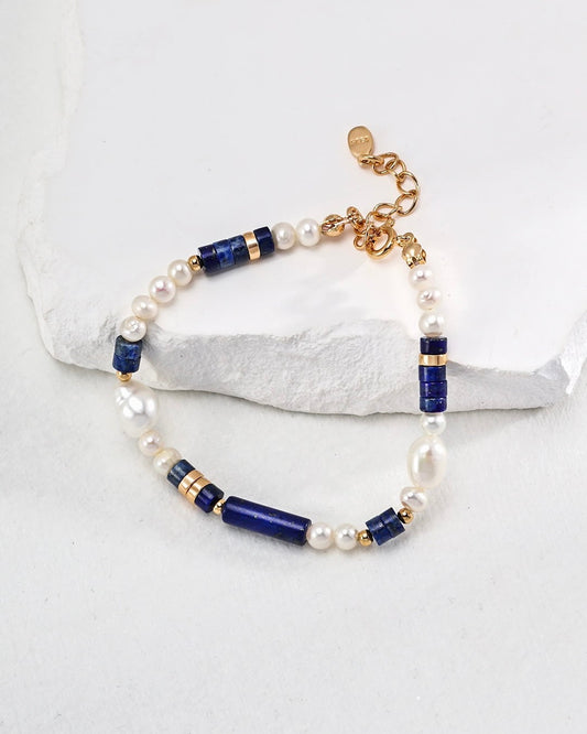 Lapis & Pearl Bracelet | Refined Layers in Gold Vermeil & Sterling Silver