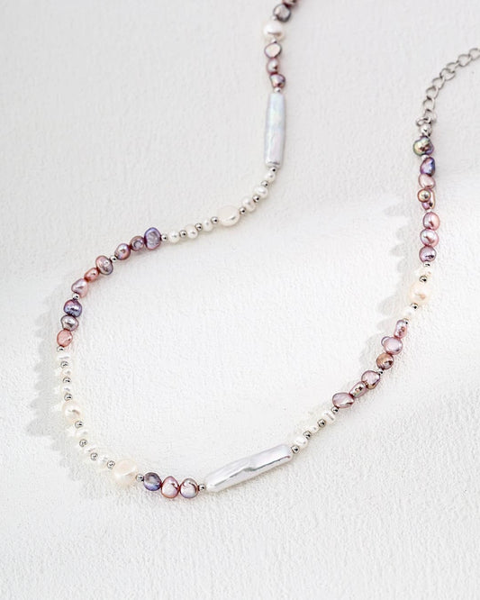 Natural Irregular Pearl Necklace | Organic Elegance in Sterling Silver