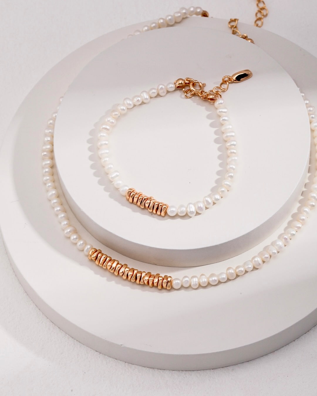 18K Gold Plated Vermeil Natural Pearl Beaded Bracelet