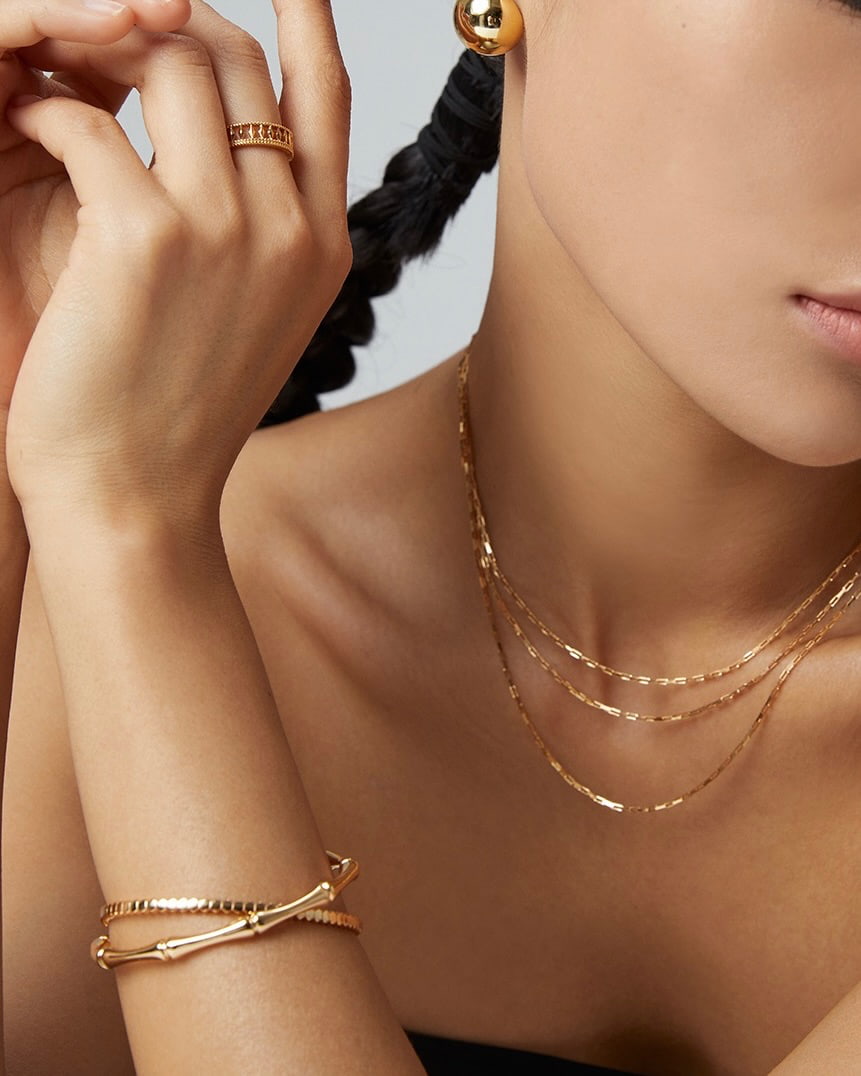 18K Gold Plated Vermeil Bamboo Knot Cuff Bracelet