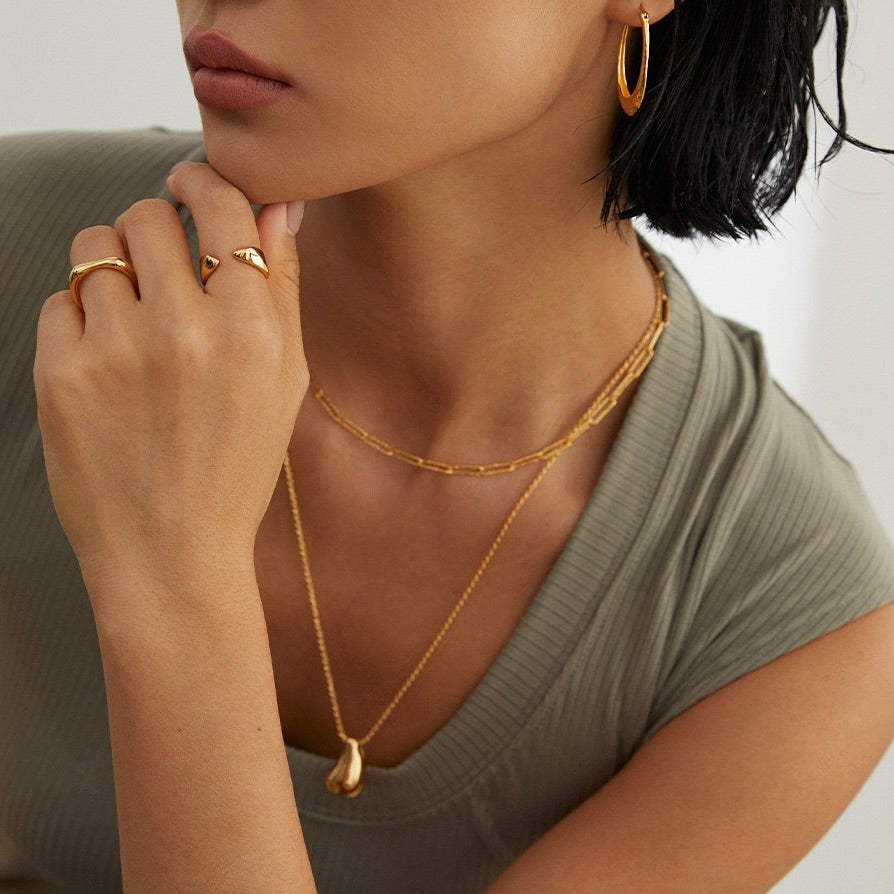 18K Gold Plated Vermeil Paperclip Chain Necklace