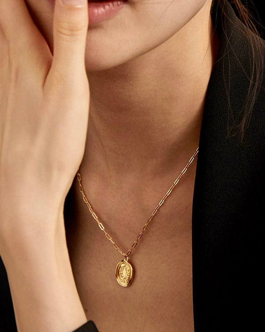 18K Gold Plated Vermeil Coin Vintage Necklace
