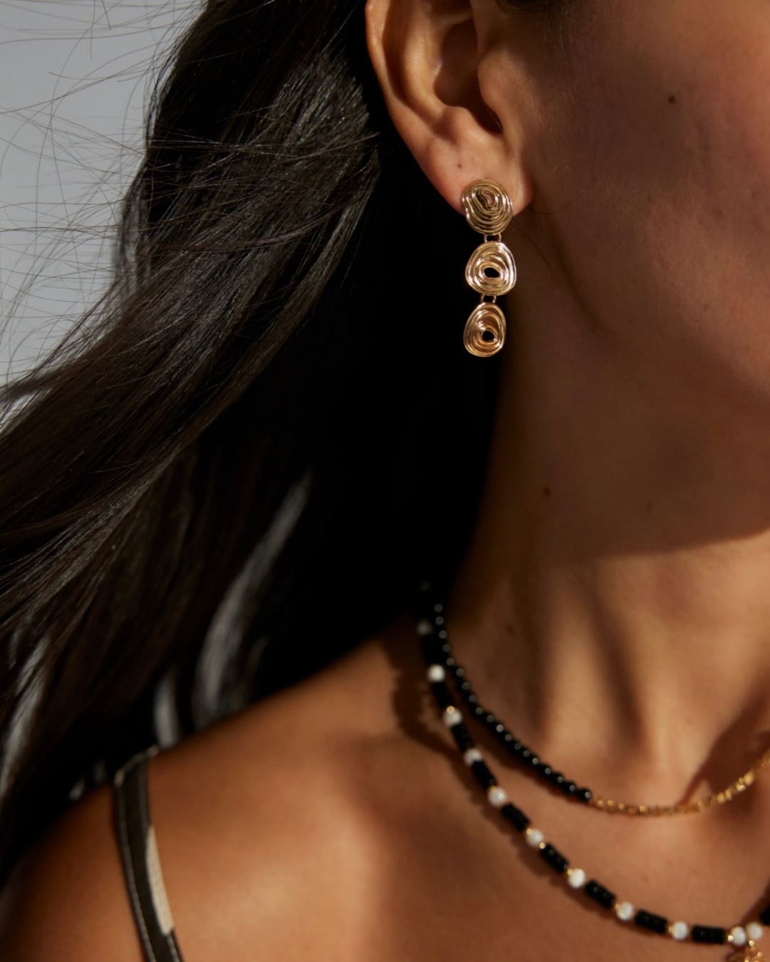 Black Shell Drop Earrings | Elegant Silver & Gold Tones with Natural Iridescence