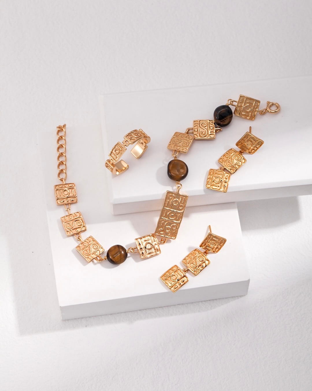 18K Gold Plated Vermeil Square Coins Dropping Earrings