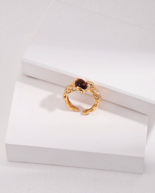 18K Gold Plated Vermeil Tiger's Eye Gemstone Ring