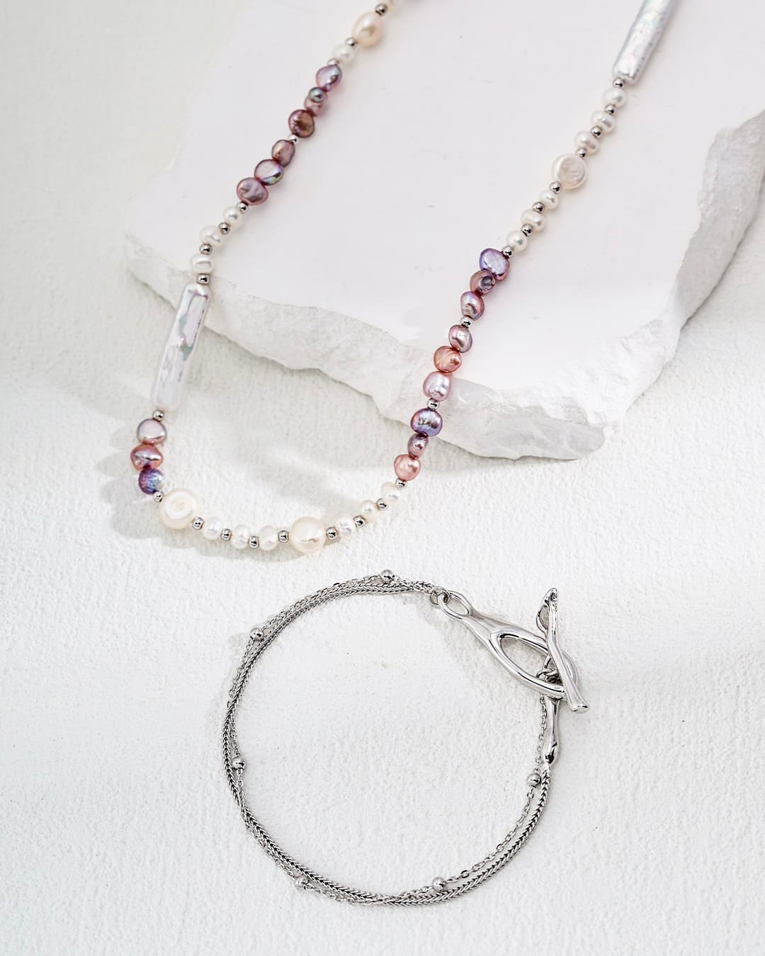 Natural Irregular Pearl Necklace | Organic Elegance in Sterling Silver
